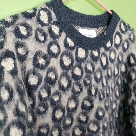 Current/Elliott Blue Animal Print Langenlook oversize sweater Sz 1 - Picture 2 of 12